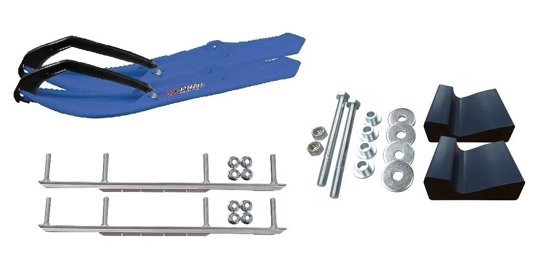 Blue Snowmobile Skis with 7.5" Shaper Bars Complete Kit V323920