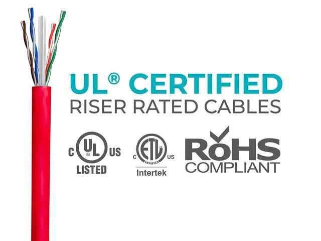 Red 1000ft 23AWG Cat6 UTP Solid Bulk Ethernet Cable D17358