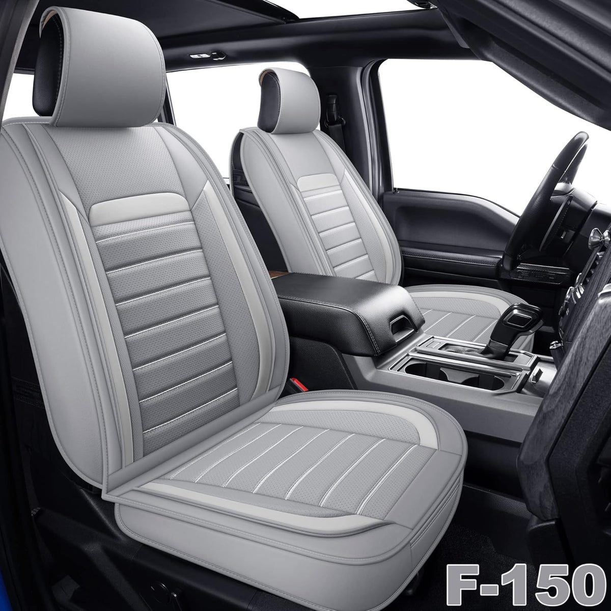 Leather Car Seat Covers, Front Pair, Black C573