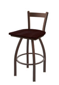 30 inch Low Back Swivel Bar Stool with Bronze Finish and Dark Cherry Oak Seat I340866