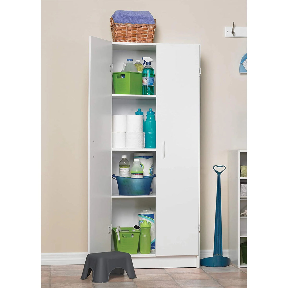 Adjustable 4 Shelf Pantry Cabinet, White S583793