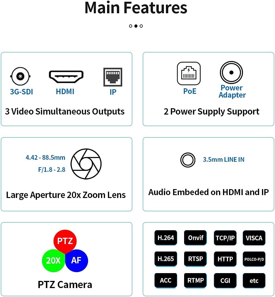 20X Optical Zoom PTZ Camera with 3G-SDI, HDMI and IP Streaming Outputs P75134