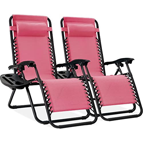 Set of 2 Black Adjustable Steel Mesh Zero Gravity Lounge Chair Recliners M302875