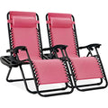 Set of 2 Black Adjustable Steel Mesh Zero Gravity Lounge Chair Recliners M302875