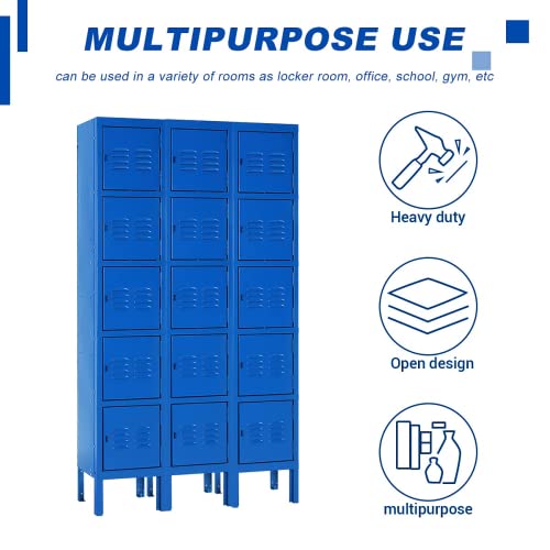 3-Tier Steel Locker 3 Doors Grey K868