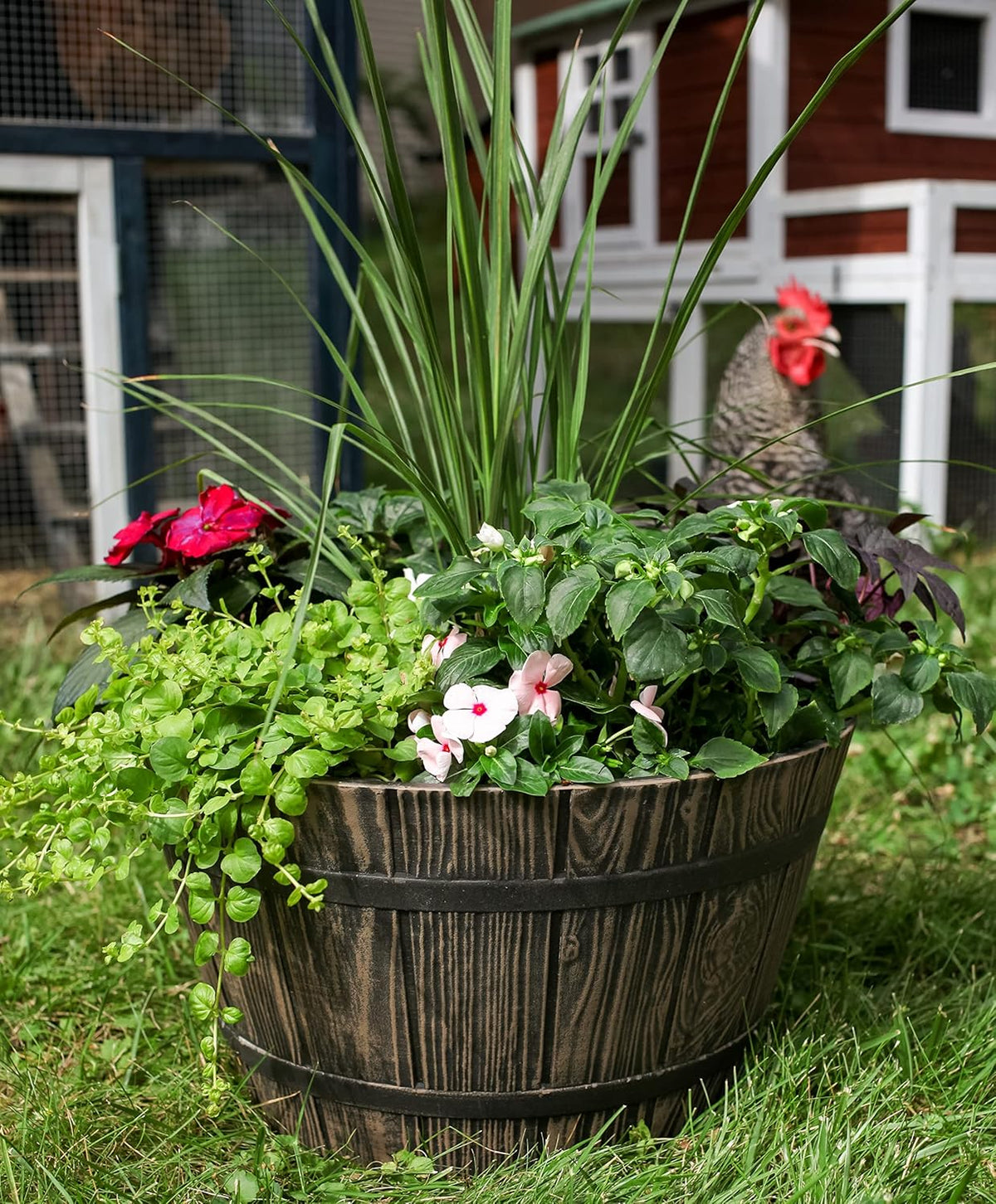 16 Inch Whiskey Barrel Planter in Aged Oak Color A415