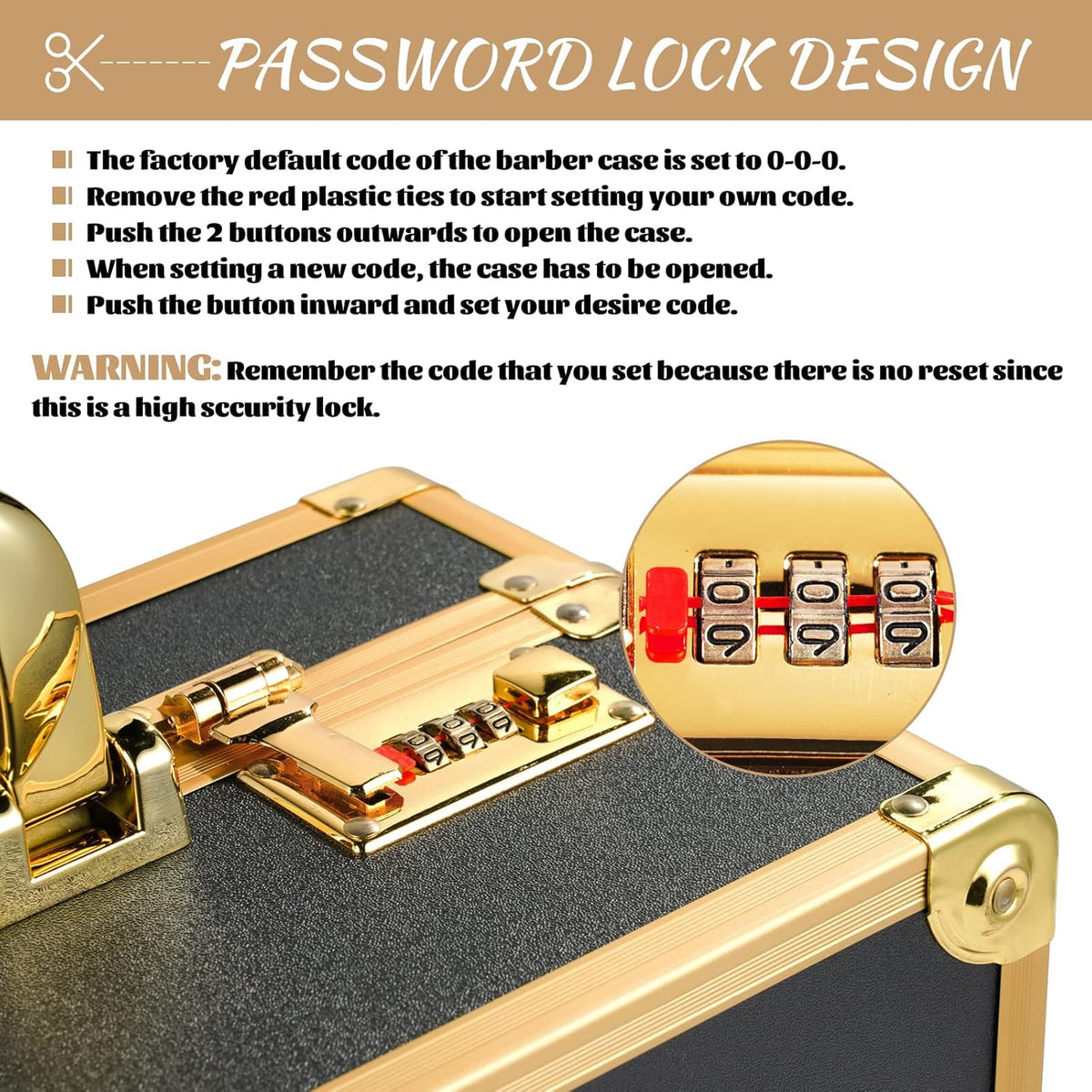 Barber Case with Code Lock Dual Layer 16 x 13 x 6 inch P1905