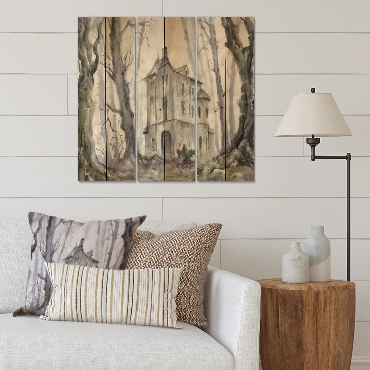 3 Panels 45 x 40 inches Print on Natural Pine Wood U72720
