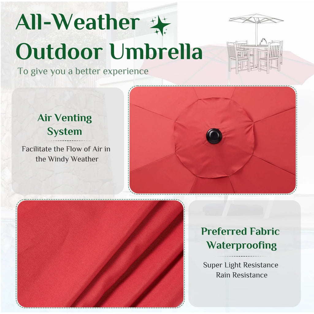 9-FT Outdoor Patio Umbrella with Push Button Tilt and Crank A967046