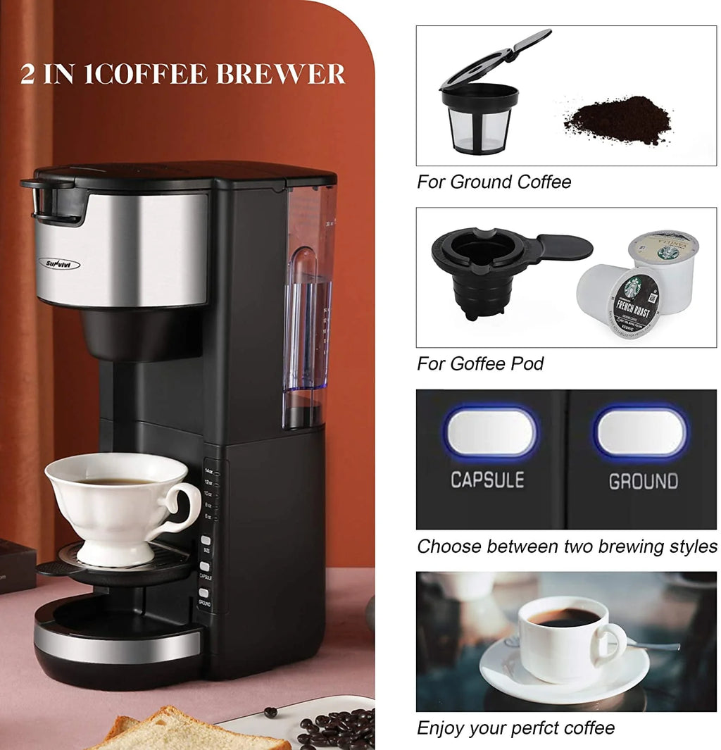 Single Serve Coffee Maker with 6 to 14 oz Brew Sizes O111082
