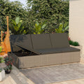 Convertible Sun Bed with Cushion Poly Rattan Gray O47540