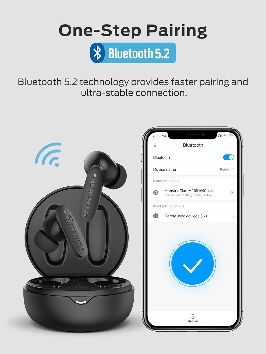 Wireless Earbuds with Bluetooth 5.2, Noise Cancelling, 30H Playtime D52409