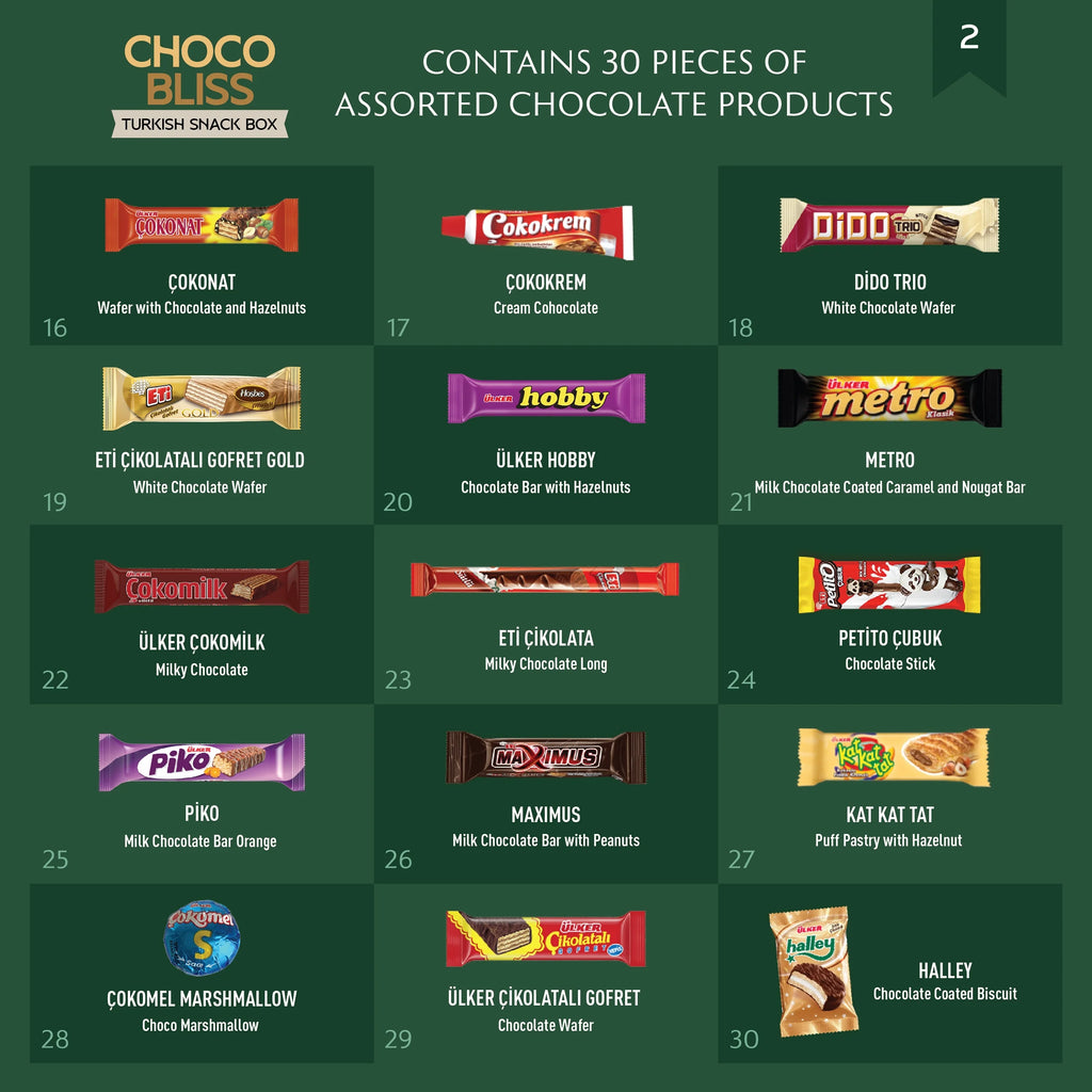 International Snack Box, 30 Full-Size Chocolate Assortment Bars V4383