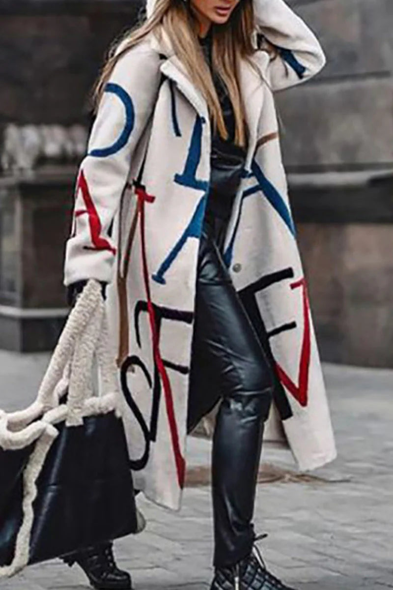 Print Patchwork Turn-back Collar Outerwear C5720