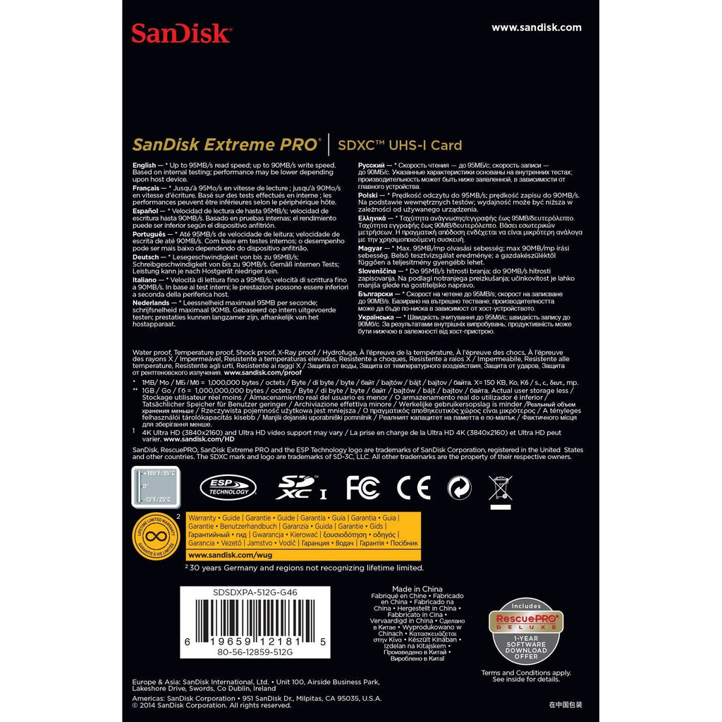 512gb Extreme Pro SDXC UHS-I Card Y7380
