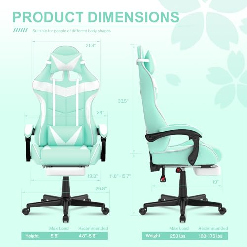 Gaming Chair with Footrest and Lumbar Support L493
