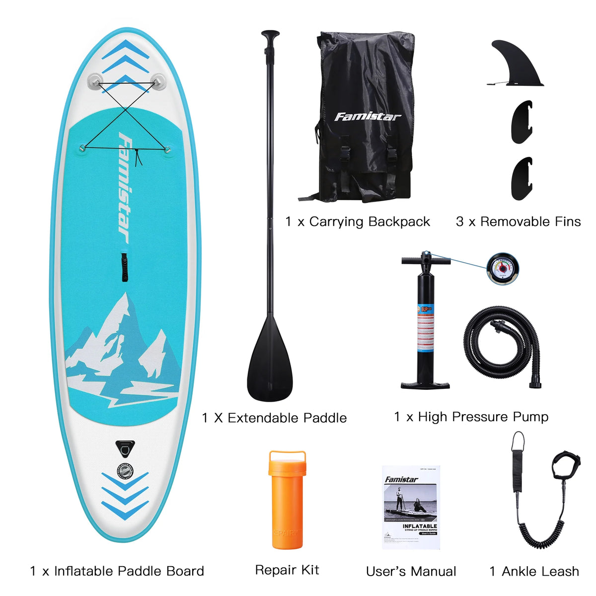 10' Inflatable Stand Up Paddle Board with Adjustable Paddle, Pump & Carrying Backpack B769648