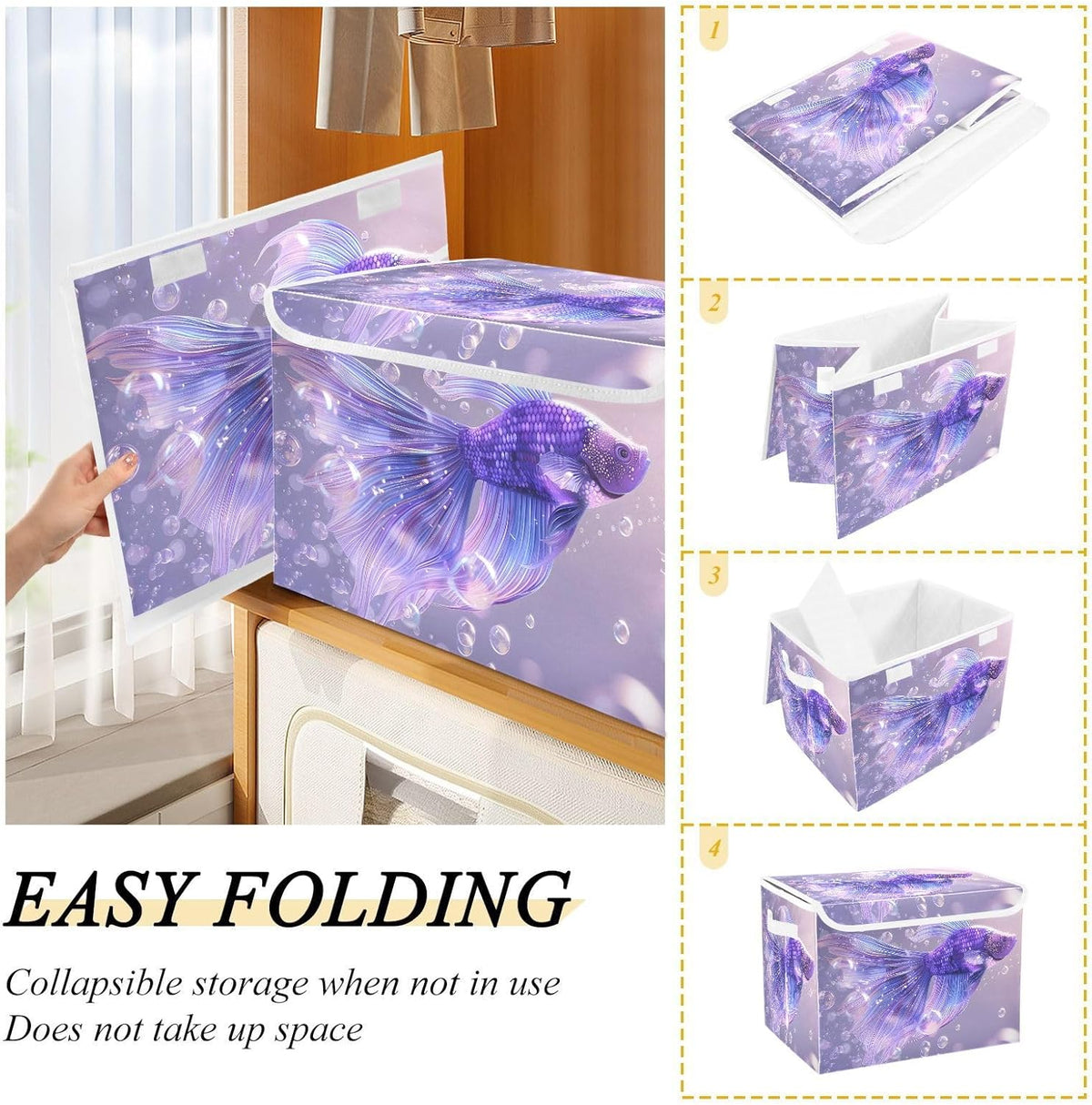 Containers Baskets with Lids Fabric Foldable Storage Bins Organizer with Lid Collapsible Storage Boxes K898