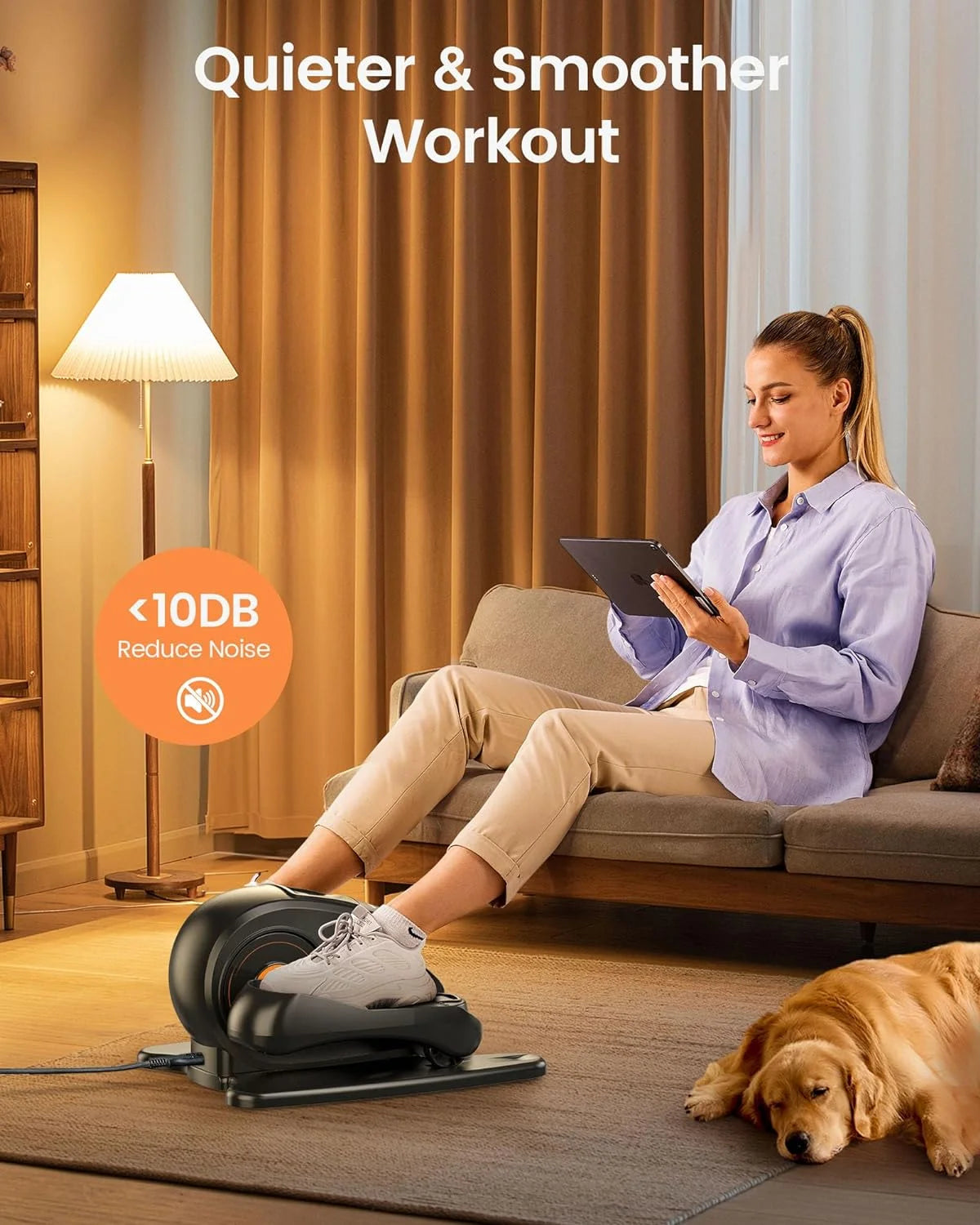 Under Desk Ellipticals Electric with Remote Control & Non-Slip Pedals K492