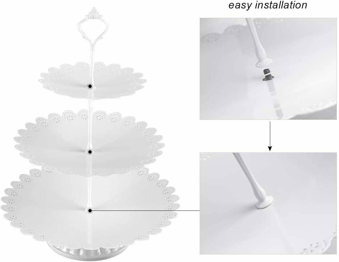 White Metal 3 Piece Cake Stand Set A84157