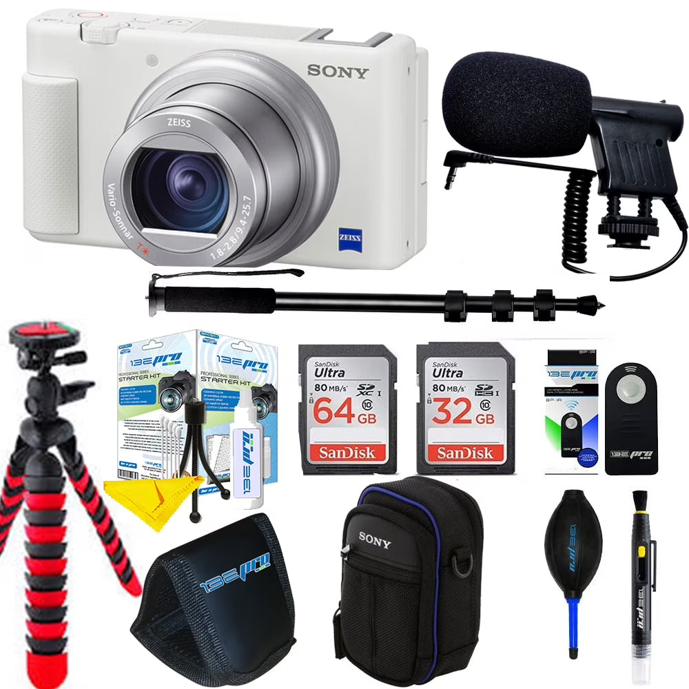 White Compact Digital 4K Camera Bundle O7431