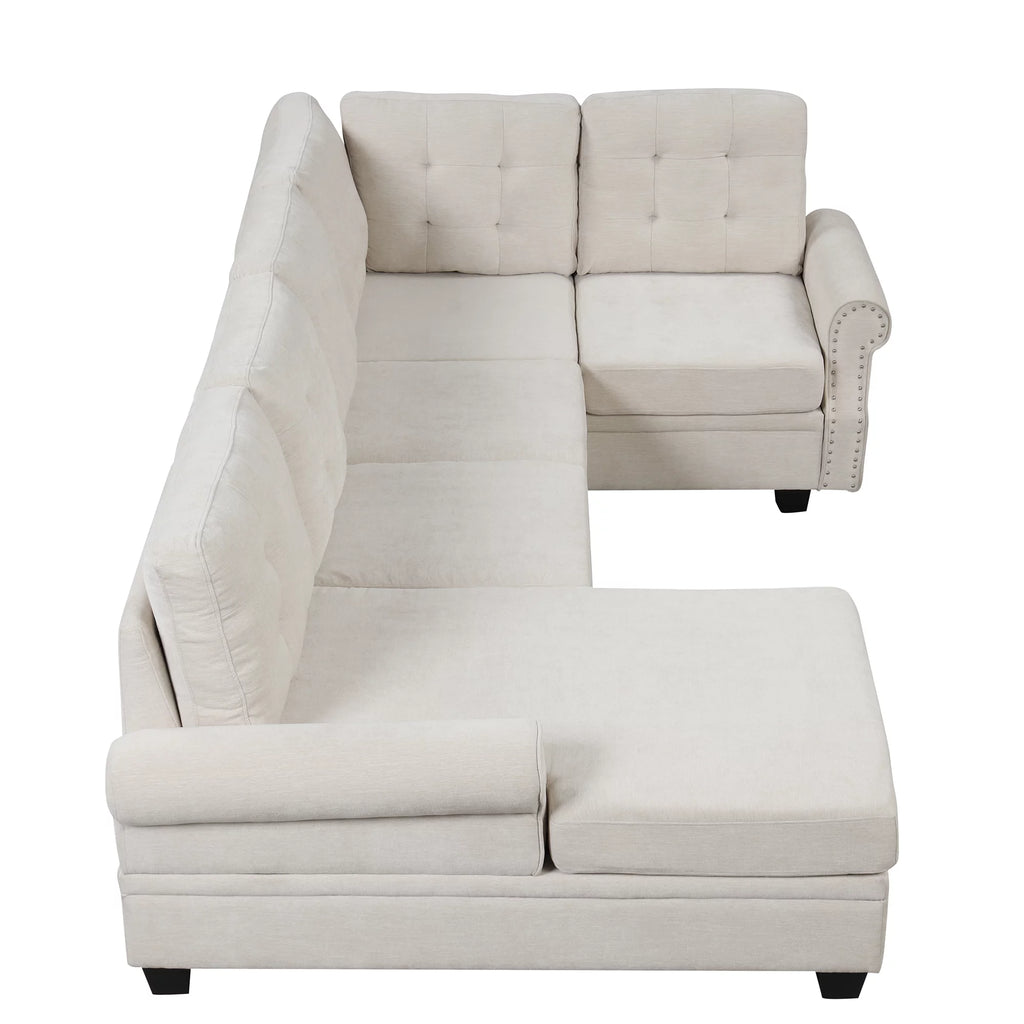 120" U-Shaped Linen Sectional Sofa F204153