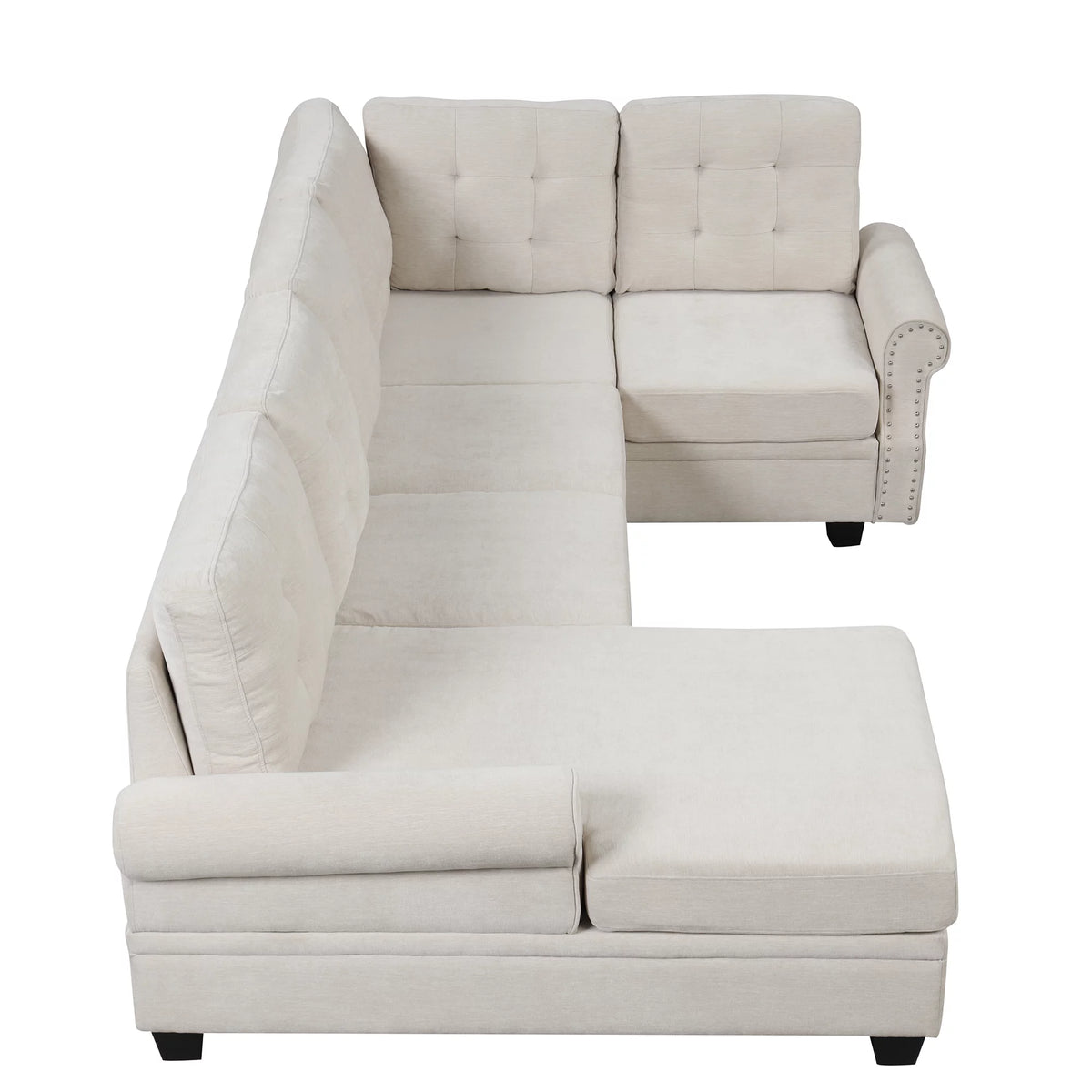 120" U-Shaped Linen Sectional Sofa F204153