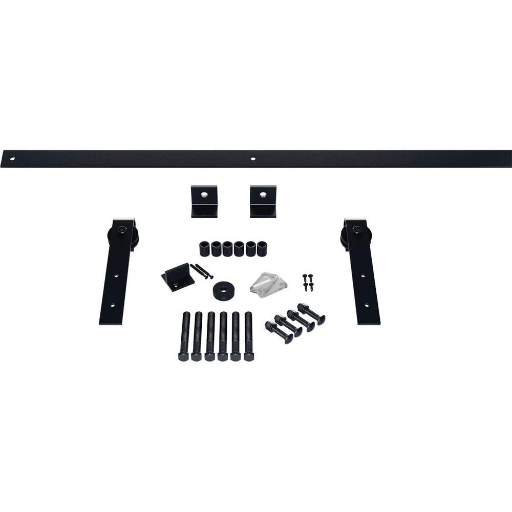 Barn Door Hardware Set with Track for Doors, Dark Gray B363580