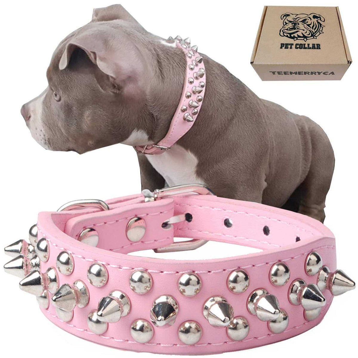 Adjustable Leather Spiked Studded Dog Collar O74922