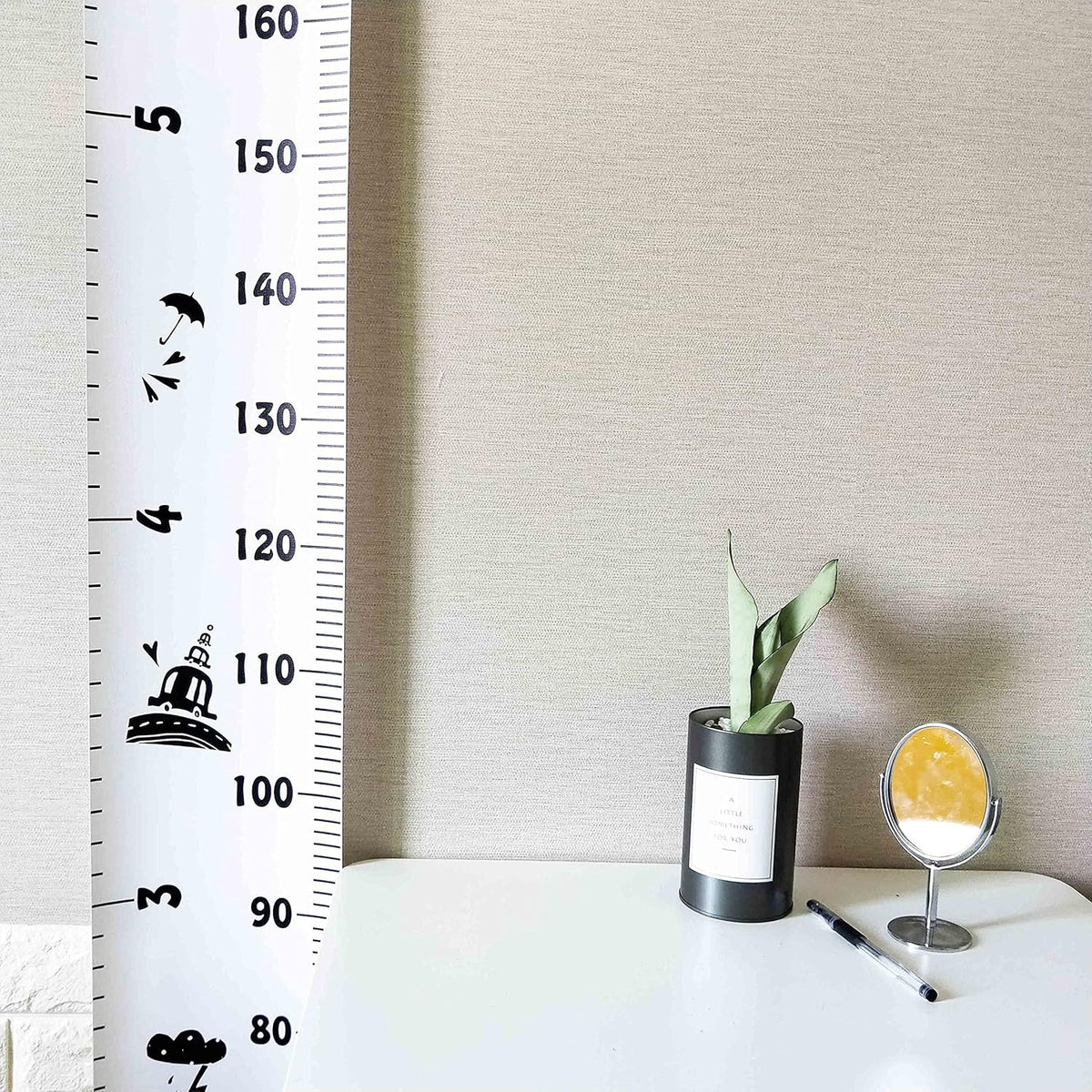 Kids Growth Chart Wood Frame Fabric Canvas Height Measurement Ruler 7.9 x 79in Pack of 2 Q374