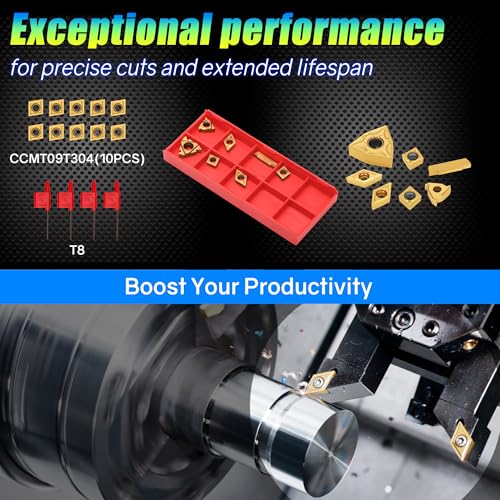 21Pcs 3/8'' 10mm Shank Carbide Turning Tool Set with 14Pcs Inserts H195