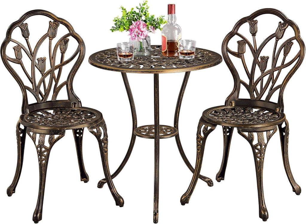 3 Piece Cast Aluminum Patio Bistro Set C620