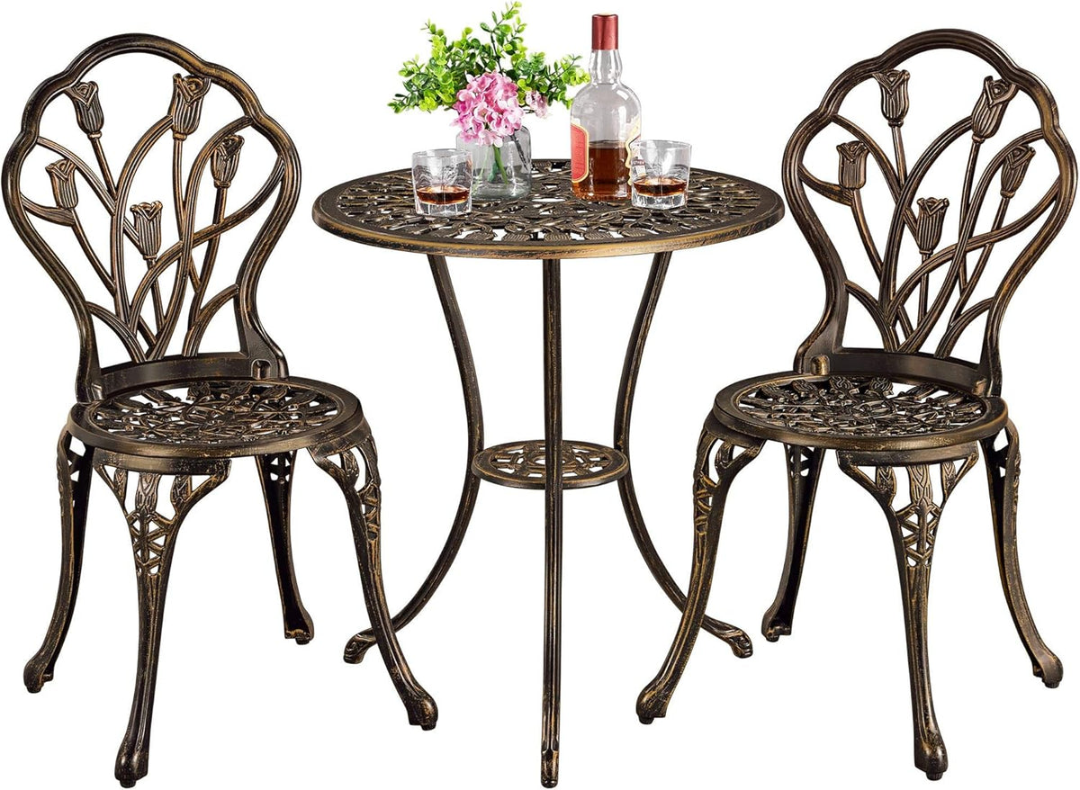 3 Piece Cast Aluminum Patio Bistro Set C620