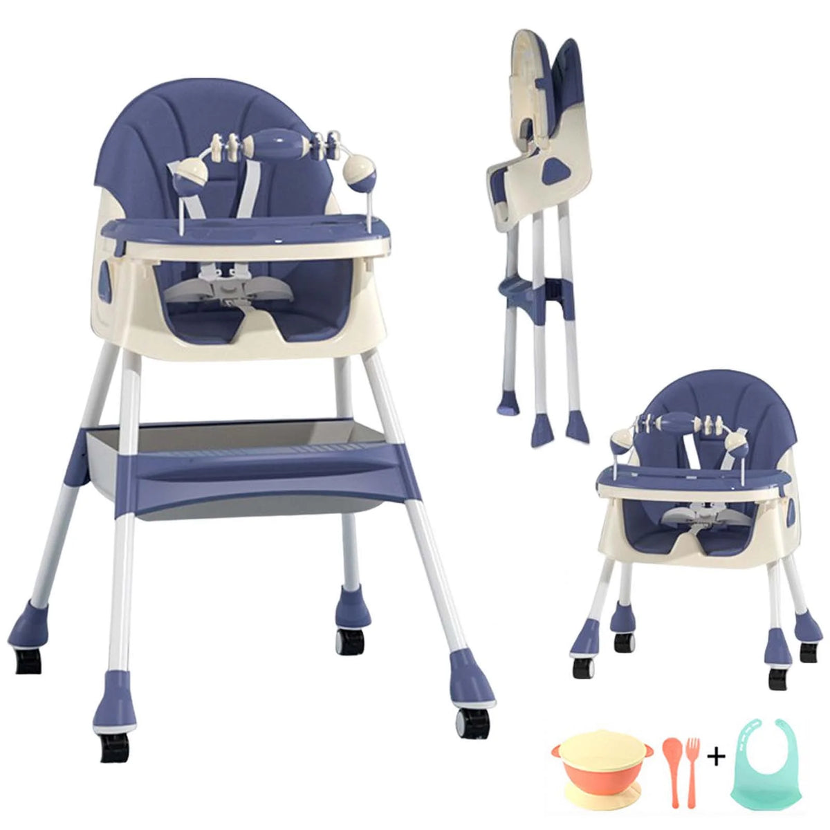 Blue Baby Highchair with Double-Layer Tray L14984
