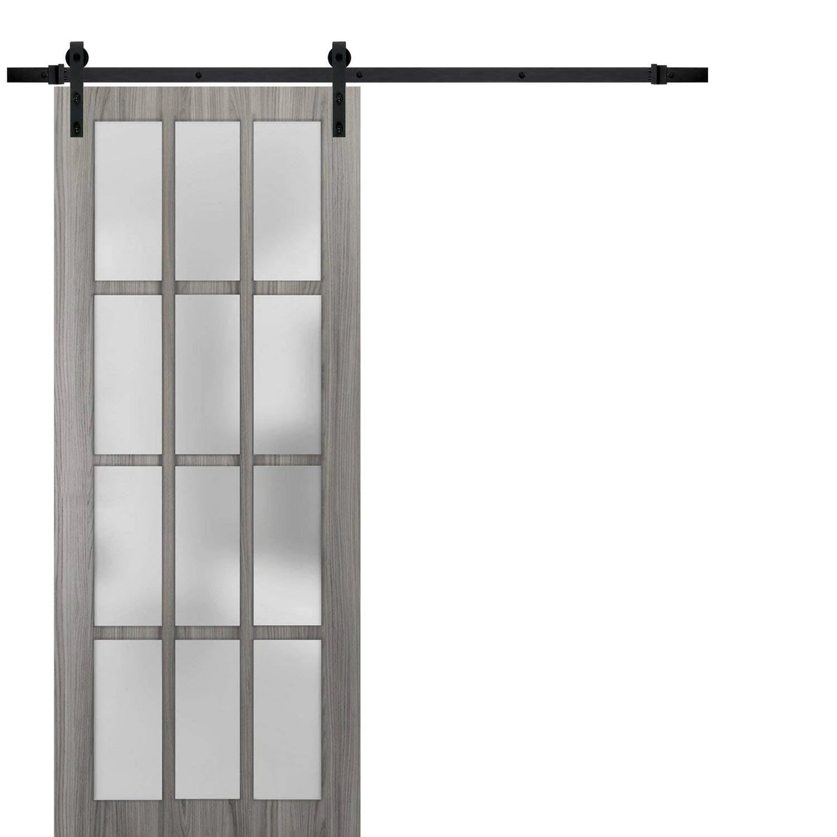 Frosted Glass Barn Door 30 x 80 Inches with Rail Hardware D46550