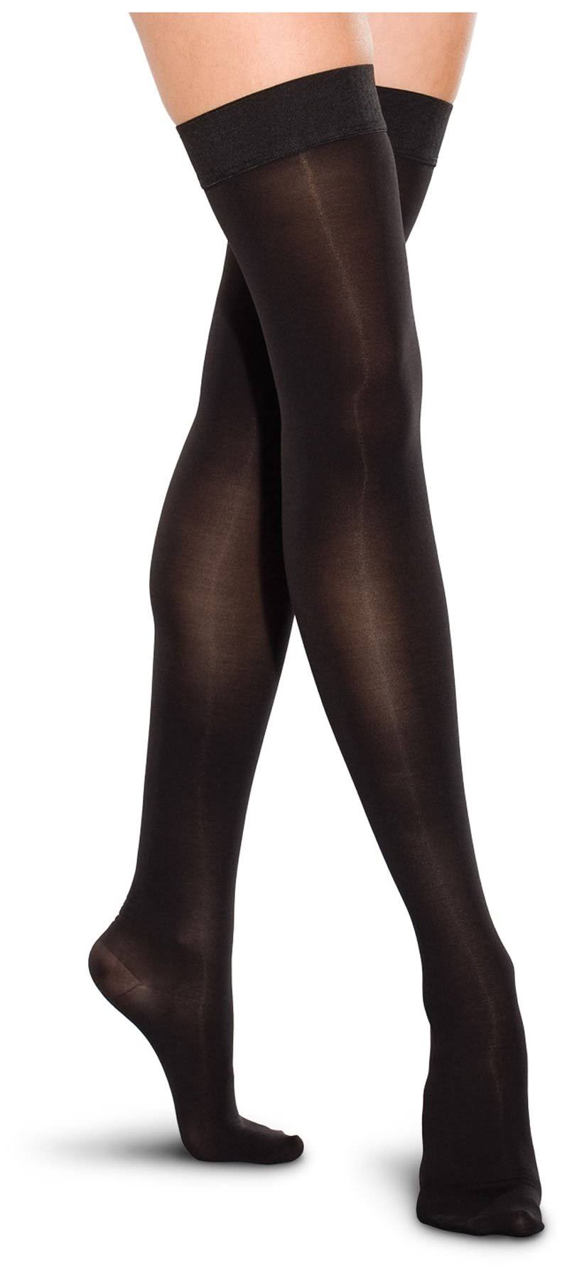20-30 mmHg Open Toe Thigh High Black B813