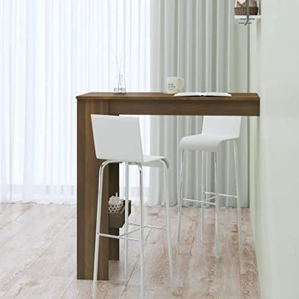 Black Engineered Wood Wall Table with Compartments E368
