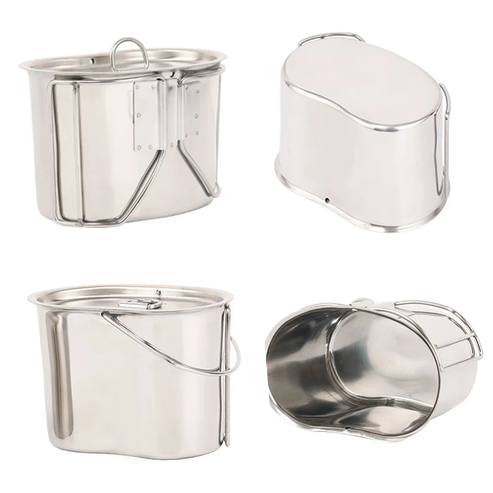 Stainless Steel Camping Cookware Pot and Wood Stove Set L7647