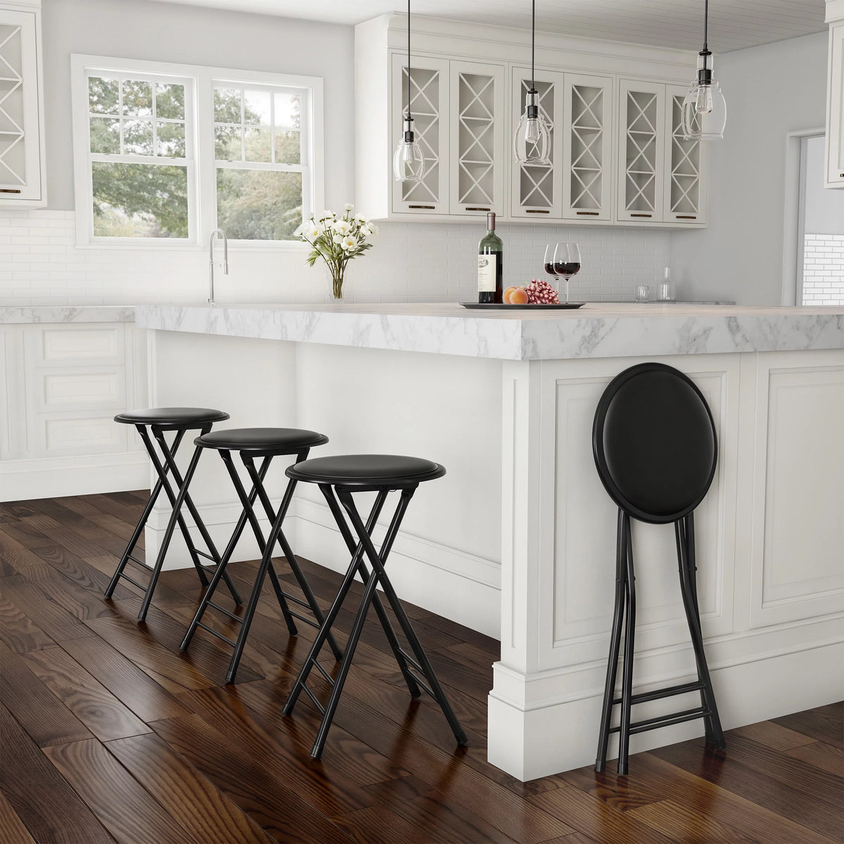 Black 24-inch Folding Stool Z865192