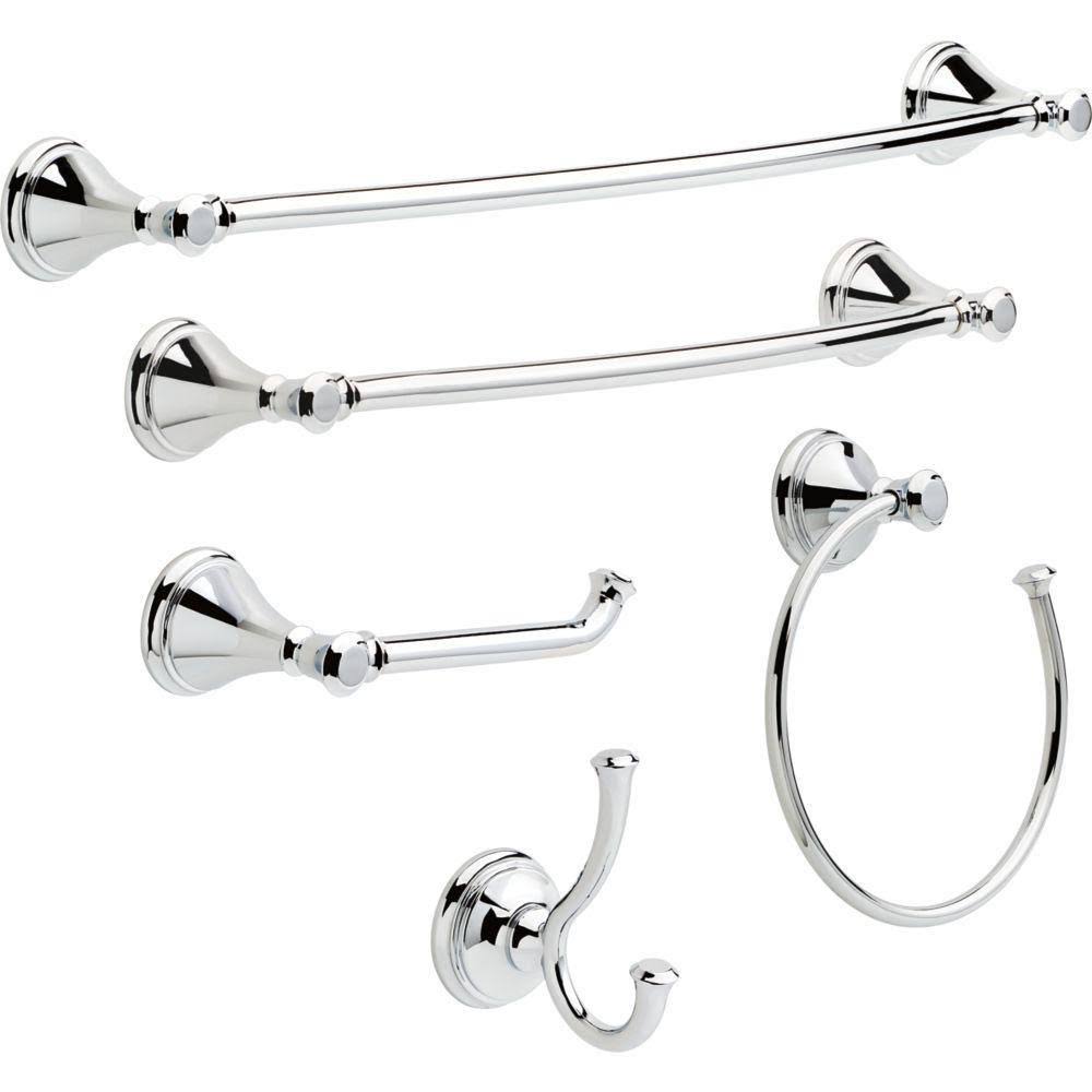 5 Piece Polished Chrome Bathroom Hardware Set A246