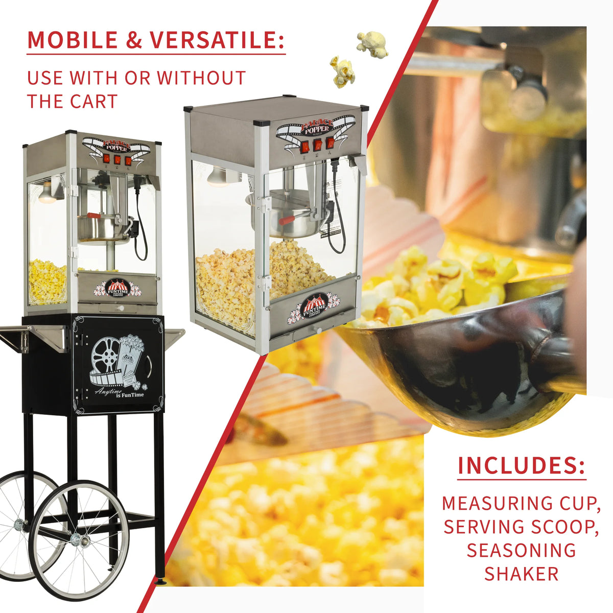 Commercial Popcorn Machine with Cart F909943