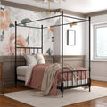 Metal Canopy Bed Twin Size Black L6615