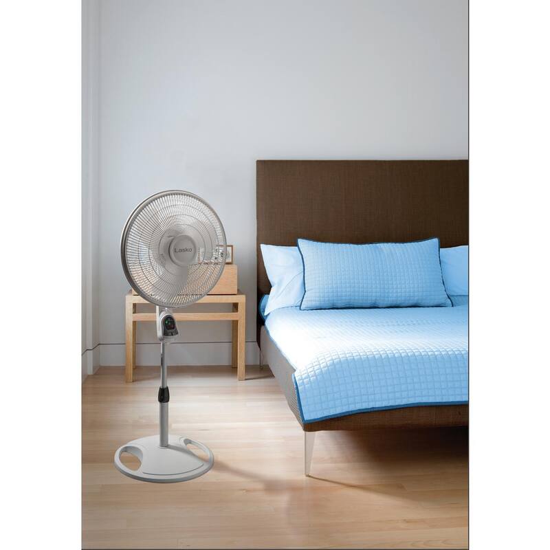 16 in. 3 Speed Oscillating Pedestal Fan with Remote Control in White I306507
