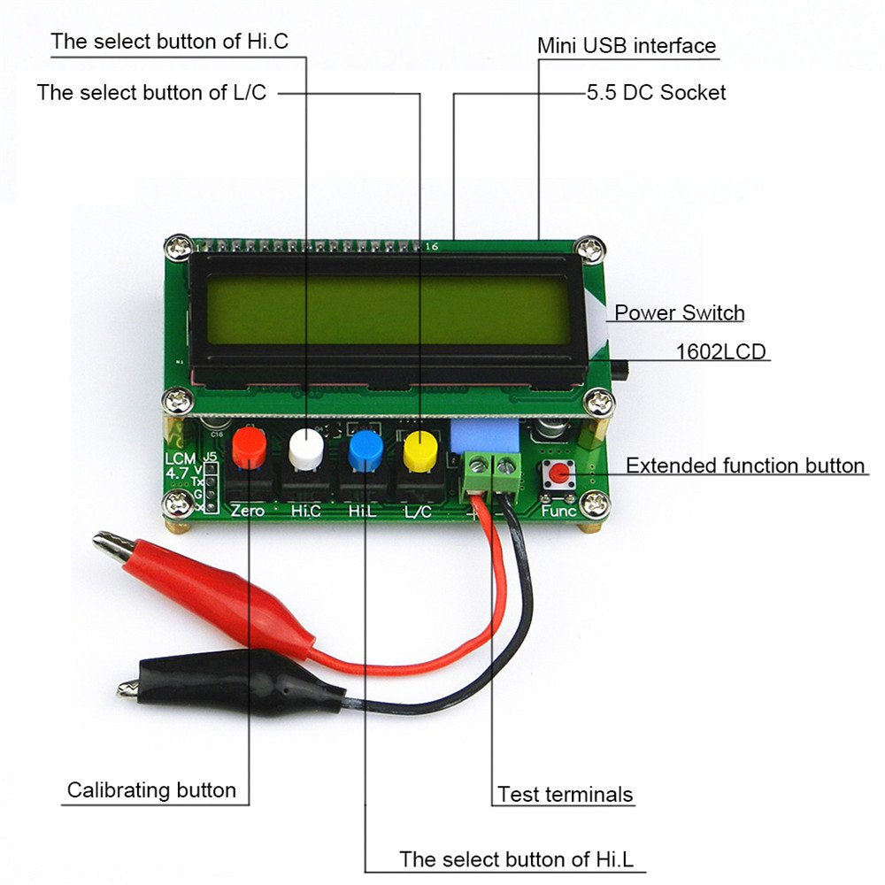 High Precision L/C Meter Digital Capacitor Tester with USB Data Cable Pack of 2 N725