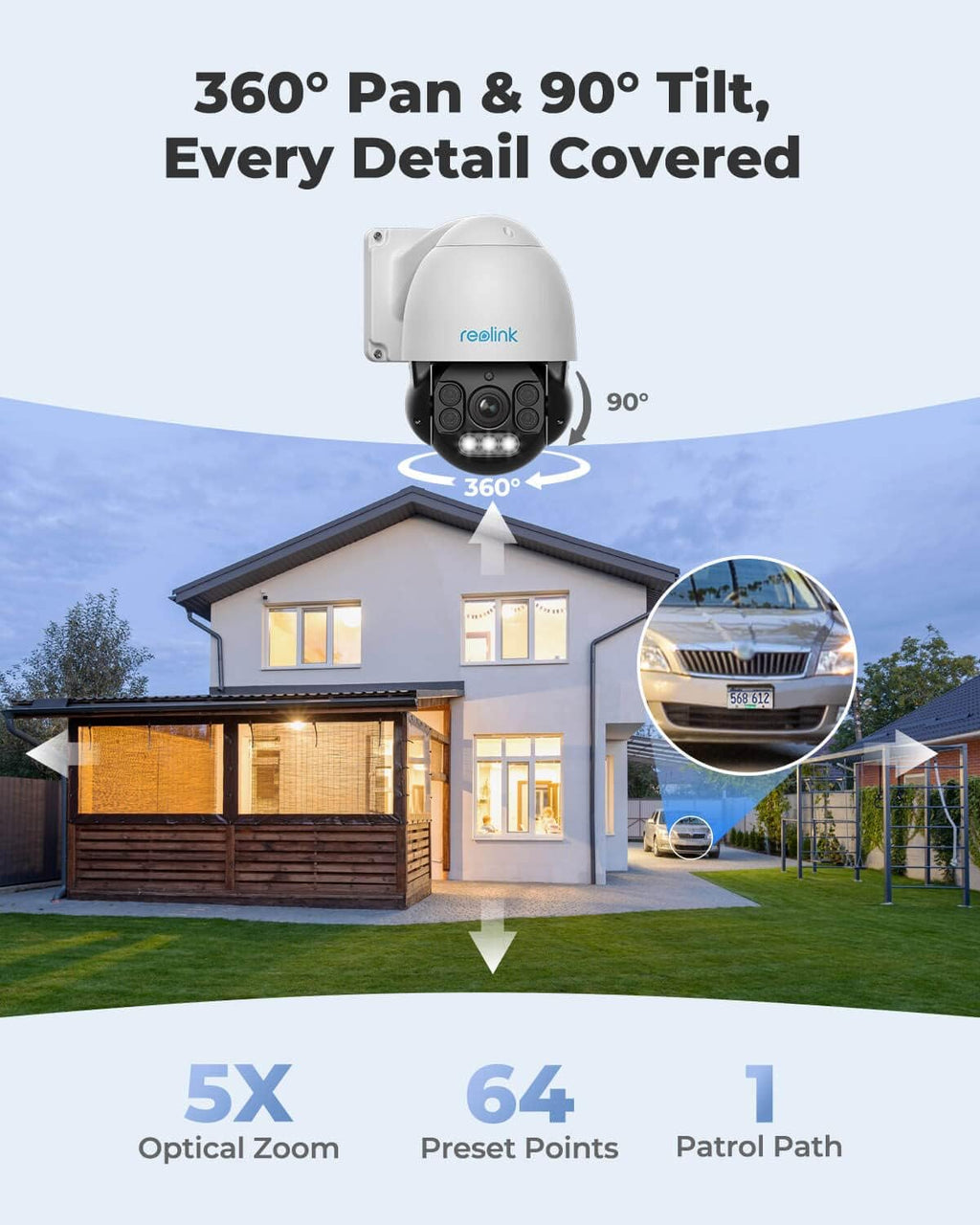 4K PTZ Outdoor Camera with 5X Optical Zoom Auto Tracking K6856