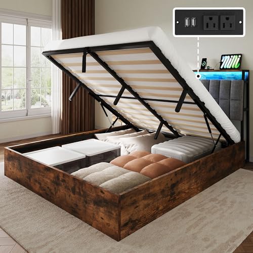 Black Queen Size PU Leather Upholstered Storage Platform Bed T906