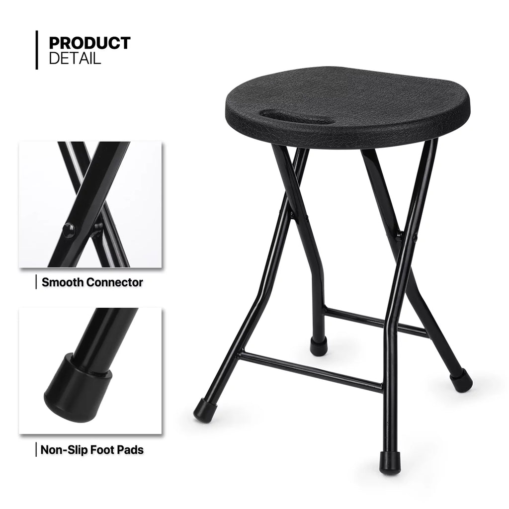 7 Pieces 2.6 FT Folding Round Black Table and Chair Set M477664