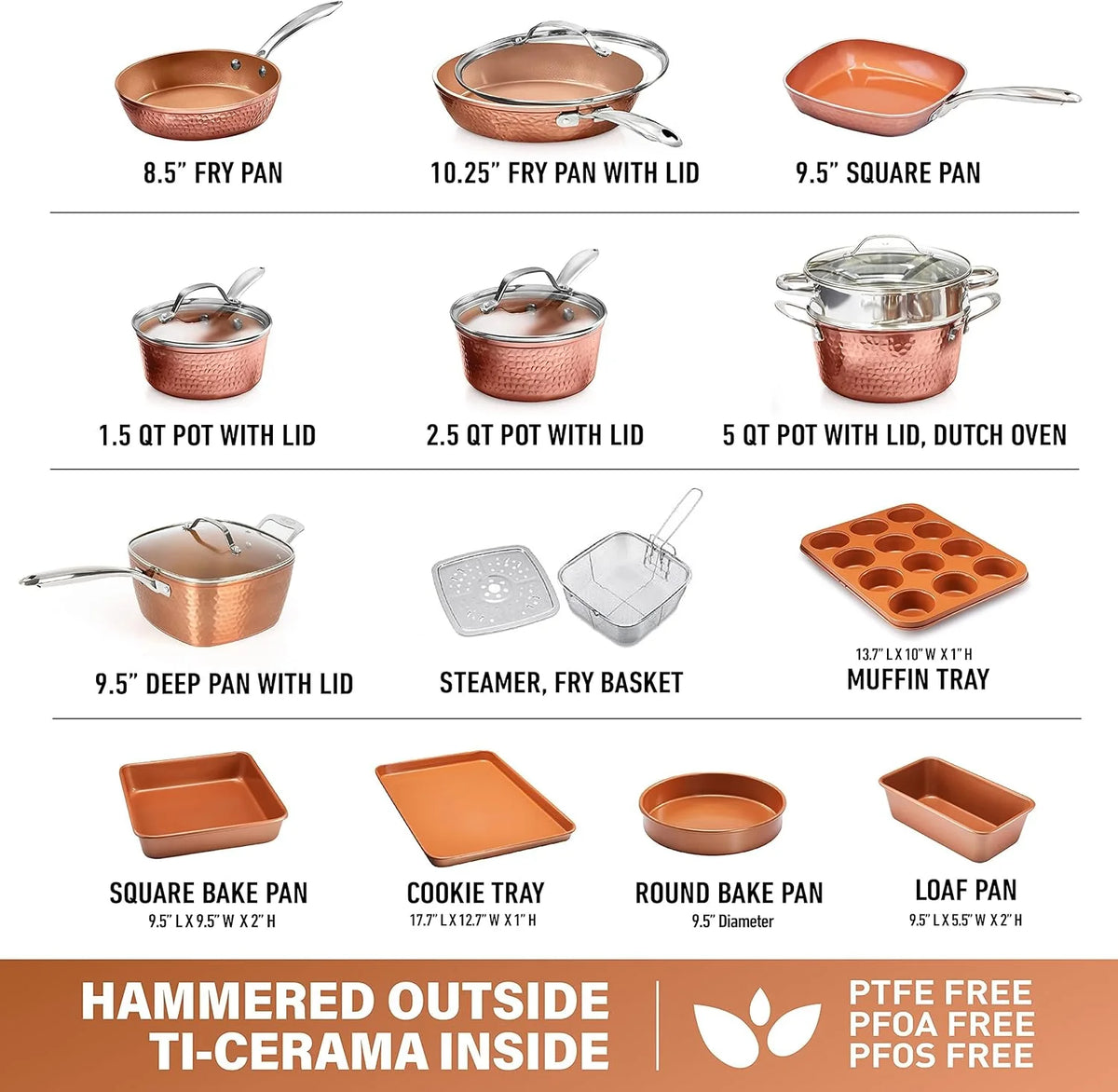 20 Piece Nonstick Ceramic Cookware and Bakeware Set L823556