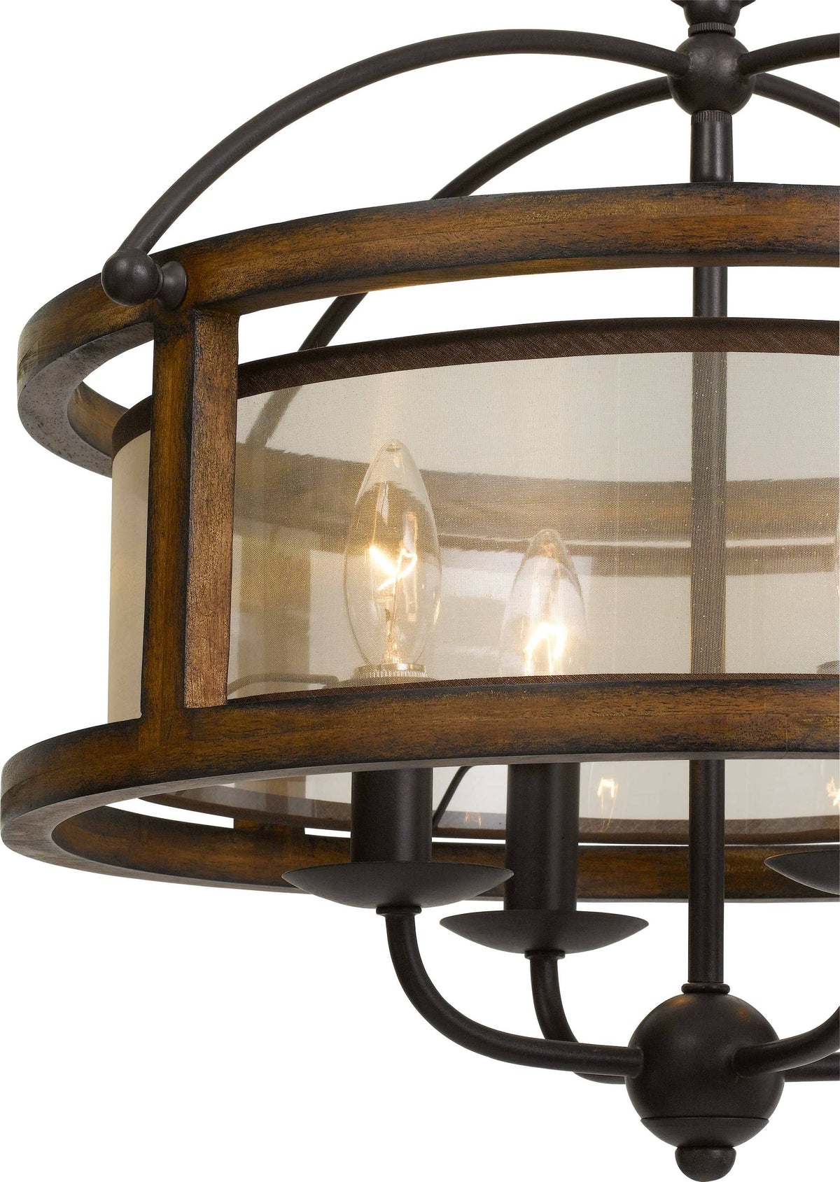 4 Light 20x22 Wide Chandelier Wood J7428