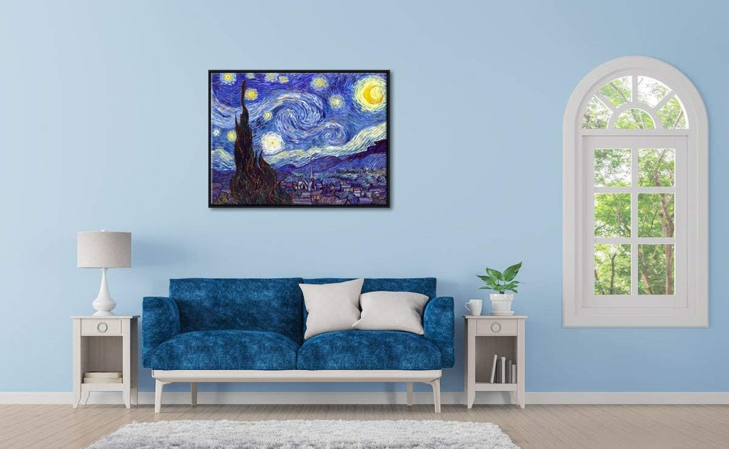 Framed Wall Art Canvas Prints of Starry Night Paintings Reproduction Black Frame Z472